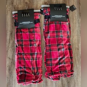 Red Plaid Plush Blankets Pair NEW #2866